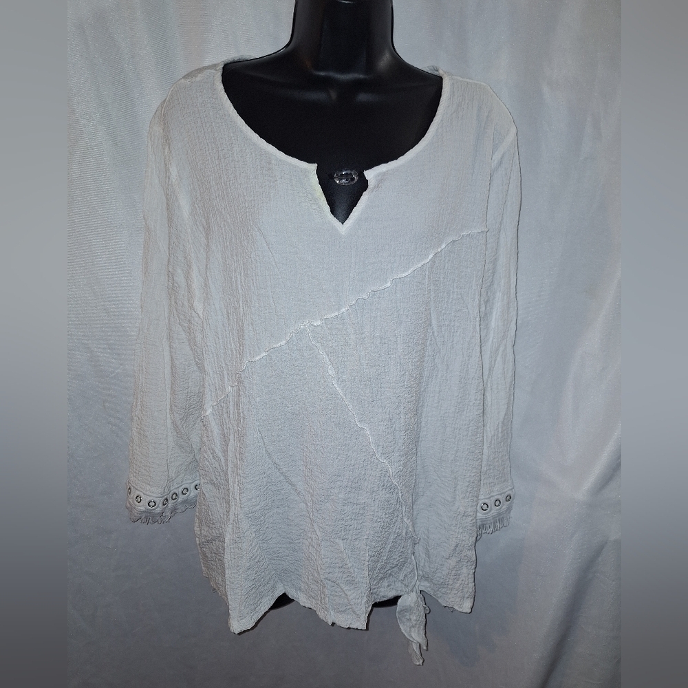 Alfred Dunner Gray Asymmetrical Blouse